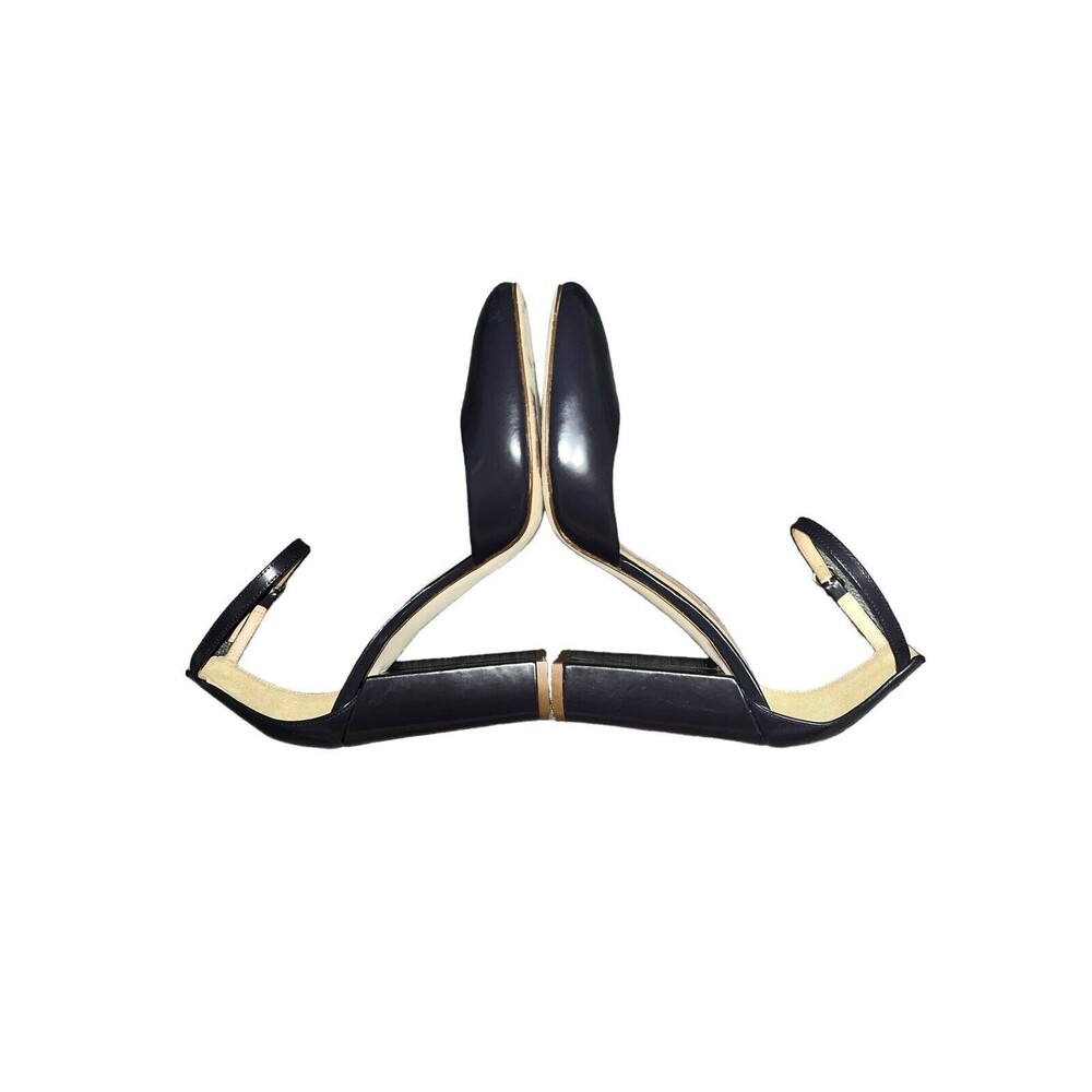 SOLD…….J Crew Maisie Leather Ankle Strap Round Toe Heels, BT907, Size 7 - Picture 4 of 7